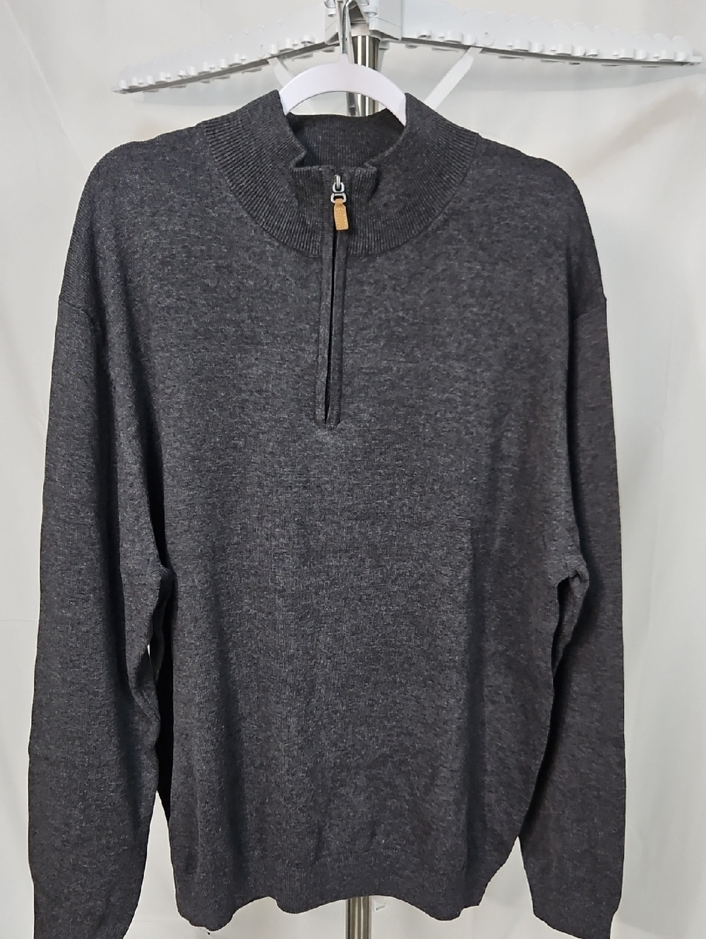 Roundtree & Yorke Dark Gray Zip Mock Neck Sweater